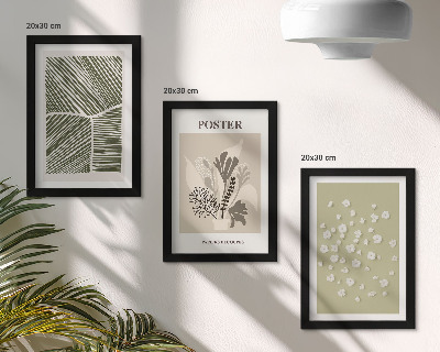 Ensemble de 3 tableaux Motifs végétaux aux couleurs et motifs discrets