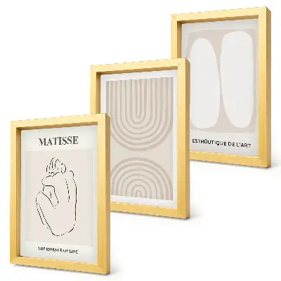 Lot de 3 tableaux aux lignes élégantes et formes minimalistes dans des tons neutres