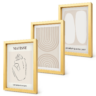Lot de 3 tableaux Lignes élégantes et formes minimalistes dans des tons neutres