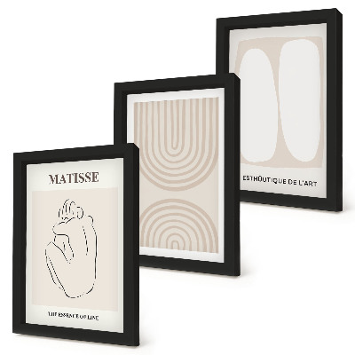 Lot de 3 tableaux Lignes élégantes et formes minimalistes dans des tons neutres