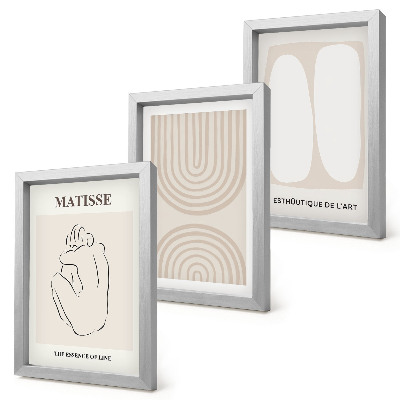 Lot de 3 tableaux Lignes élégantes et formes minimalistes dans des tons neutres