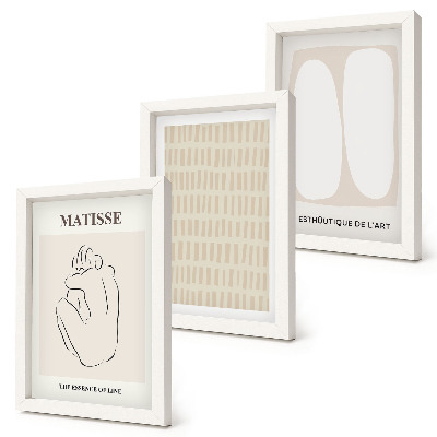 Ensemble de 3 tableaux Lignes et formes dans des tons de beige et de blanc
