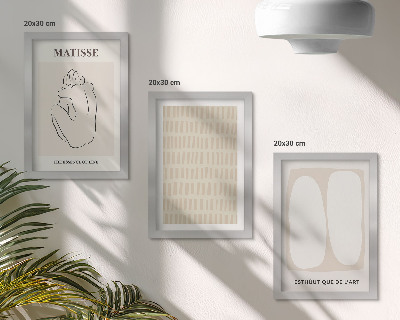 Ensemble de 3 tableaux Lignes et formes dans des tons de beige et de blanc