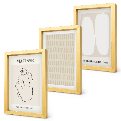 Ensemble de 3 tableaux Lignes et formes dans des tons de beige et de blanc