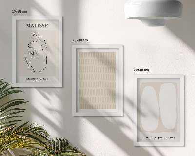 Ensemble de 3 tableaux Lignes et formes dans des tons de beige et de blanc