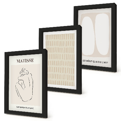 Ensemble de 3 tableaux Lignes et formes dans des tons de beige et de blanc