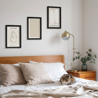 Ensemble de 3 tableaux Lignes et formes dans des tons de beige et de blanc
