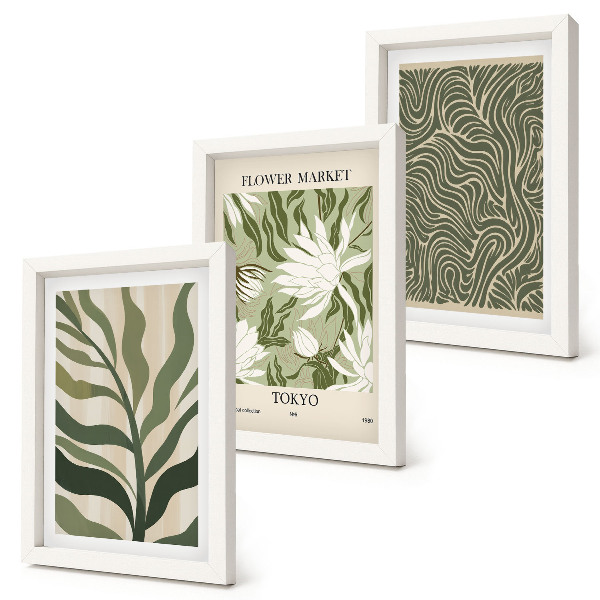 Lot de 3 tableaux Motifs végétaux, décorations botaniques, style bohème
