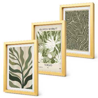 Lot de 3 tableaux Motifs végétaux, décorations botaniques, style bohème