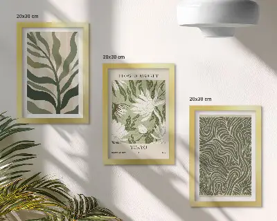 Lot de 3 tableaux avec motifs végétaux et décorations botaniques au style bohème