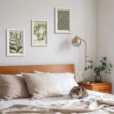 Lot de 3 tableaux avec motifs végétaux et décorations botaniques au style bohème