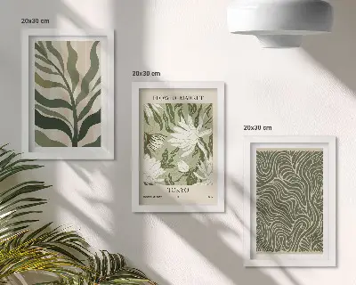 Lot de 3 tableaux avec motifs végétaux et décorations botaniques au style bohème