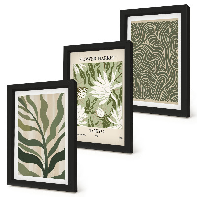 Lot de 3 tableaux Motifs végétaux, décorations botaniques, style bohème