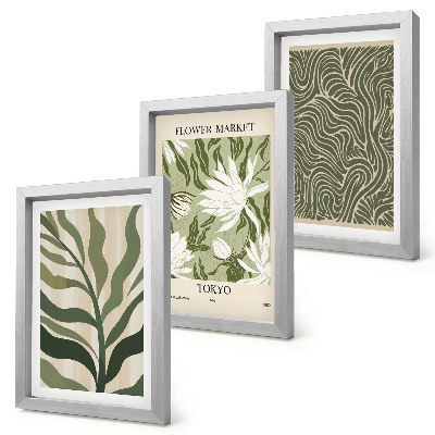 Lot de 3 tableaux Motifs végétaux, décorations botaniques, style bohème