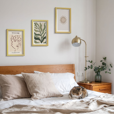 Ensemble de 3 tableaux Motifs et lignes végétales abstraites aux couleurs douces