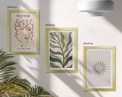 Ensemble de 3 tableaux Motifs et lignes végétales abstraites aux couleurs douces