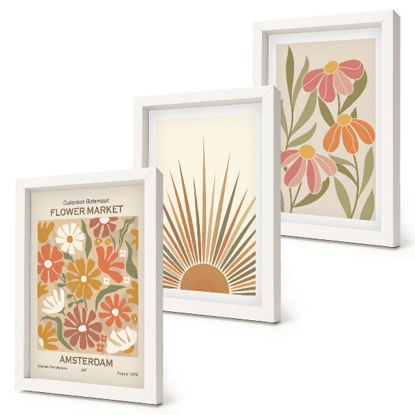 Mur de cadres Fleurs aux couleurs pastel baignées de soleil