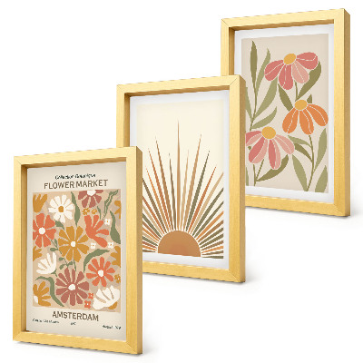 Mur de cadres Fleurs aux couleurs pastel baignées de soleil