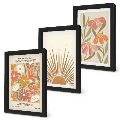 Mur de cadres Fleurs aux couleurs pastel baignées de soleil