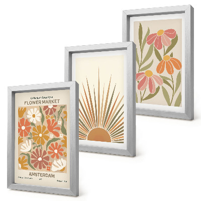 Mur de cadres Fleurs aux couleurs pastel baignées de soleil