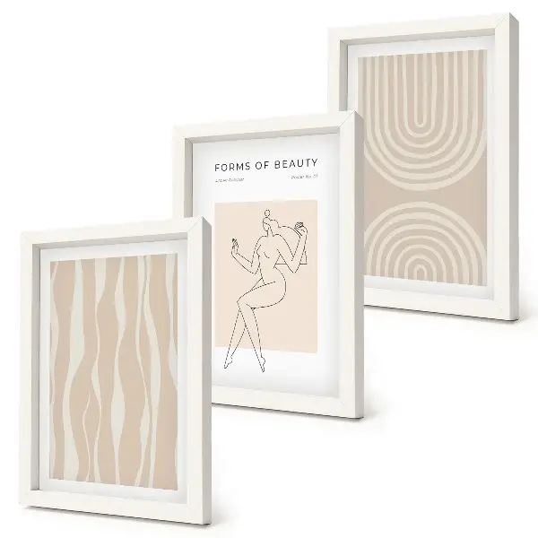 Lot de 3 tableaux motifs abstraits aux décorations bohèmes délicates
