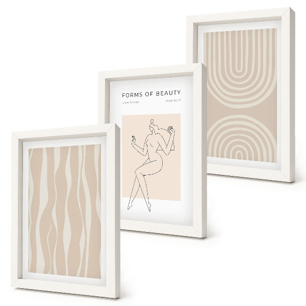 Lot de 3 tableaux Motifs abstraits, décorations bohèmes délicates