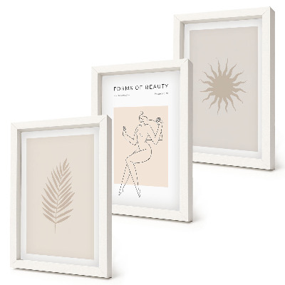 Ensemble de 3 tableaux Une collection de formes minimalistes et de formes naturelles