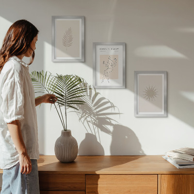 Ensemble de 3 tableaux Une collection de formes minimalistes et de formes naturelles