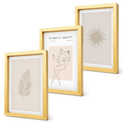 Ensemble de 3 tableaux Une collection de formes minimalistes et de formes naturelles