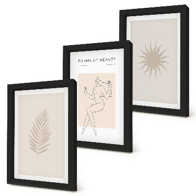 Ensemble de 3 tableaux Une collection de formes minimalistes et de formes naturelles