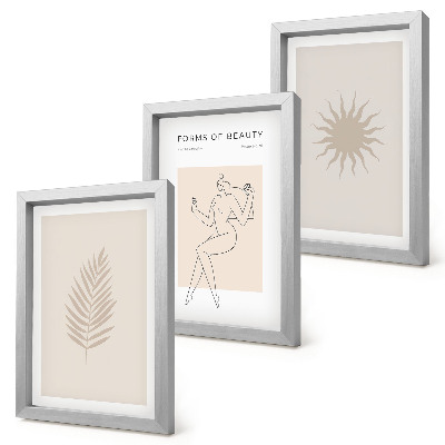 Ensemble de 3 tableaux Une collection de formes minimalistes et de formes naturelles