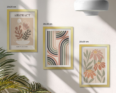 Lot de 3 tableaux Plantes et motifs abstraits aux couleurs pastel