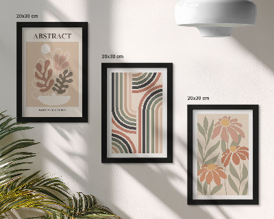 Lot de 3 tableaux Plantes et motifs abstraits aux couleurs pastel