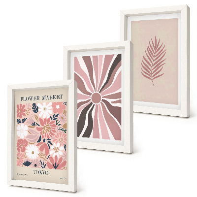 Mur de cadres Motifs floraux avec des feuilles et des formes géométriques