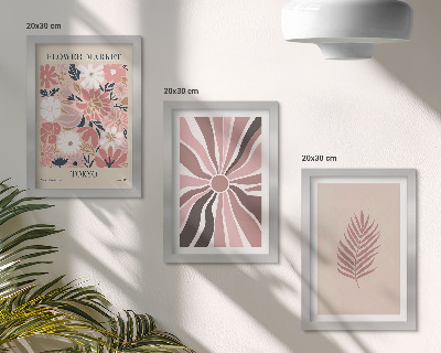 Mur de cadres Motifs floraux avec des feuilles et des formes géométriques