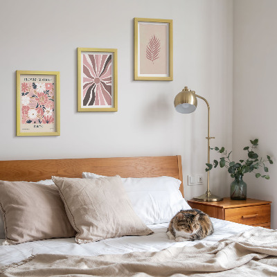 Mur de cadres Motifs floraux avec des feuilles et des formes géométriques