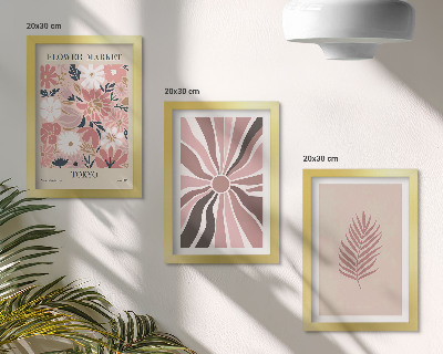 Mur de cadres Motifs floraux avec des feuilles et des formes géométriques