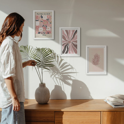 Mur de cadres Motifs floraux avec des feuilles et des formes géométriques
