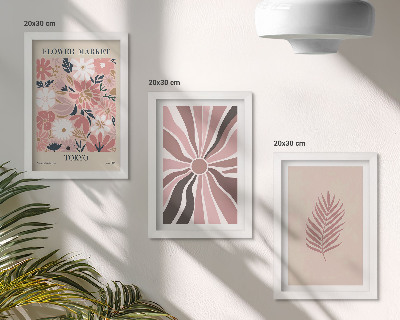 Mur de cadres Motifs floraux avec des feuilles et des formes géométriques