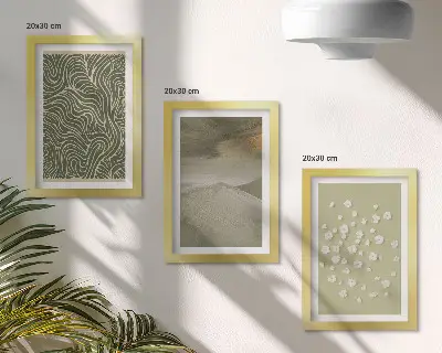 Lot de 3 tableaux avec motifs ondulés et abstraits et fleurs bohèmes