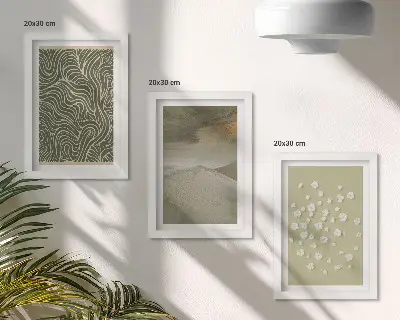 Lot de 3 tableaux avec motifs ondulés et abstraits et fleurs bohèmes