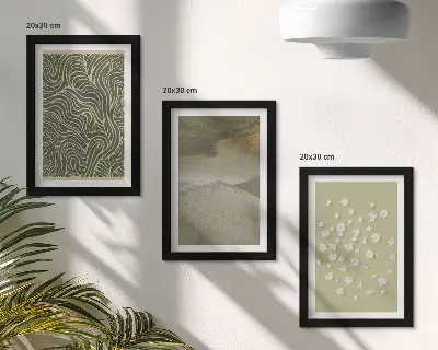 Lot de 3 tableaux avec motifs ondulés et abstraits et fleurs bohèmes