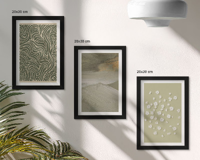 Lot de 3 tableaux Motifs ondulés et abstraits avec des fleurs bohèmes