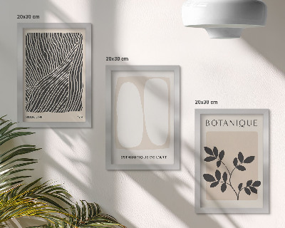 Lot de 3 tableaux Motifs floraux et lignes minimalistes dans des couleurs neutres