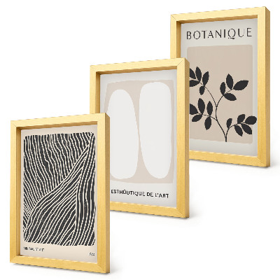 Lot de 3 tableaux Motifs floraux et lignes minimalistes dans des couleurs neutres