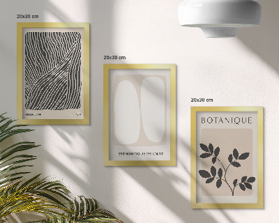 Lot de 3 tableaux Motifs floraux et lignes minimalistes dans des couleurs neutres