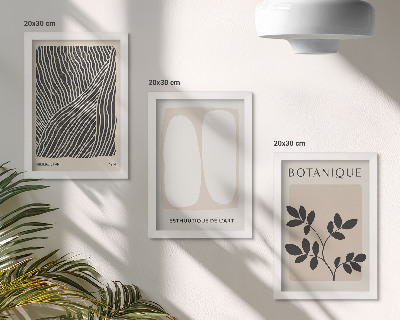 Lot de 3 tableaux Motifs floraux et lignes minimalistes dans des couleurs neutres