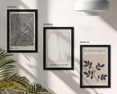 Lot de 3 tableaux Motifs floraux et lignes minimalistes dans des couleurs neutres