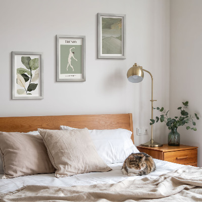 Ensemble de 3 tableaux Motifs végétaux avec silhouettes et formes abstraites