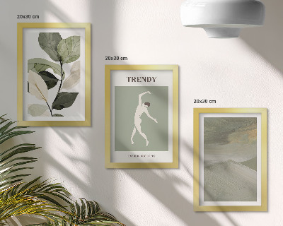 Ensemble de 3 tableaux Motifs végétaux avec silhouettes et formes abstraites